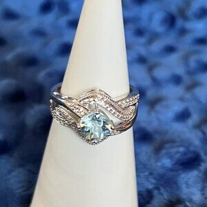 Kay Jewelers Sterling Silver Blue Topaz & White Sapphire Ring – Size 7